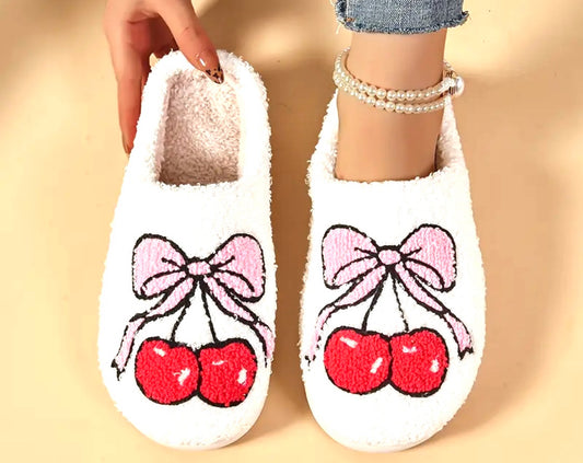 Cherry Slippers Size 7-8 WOMENS