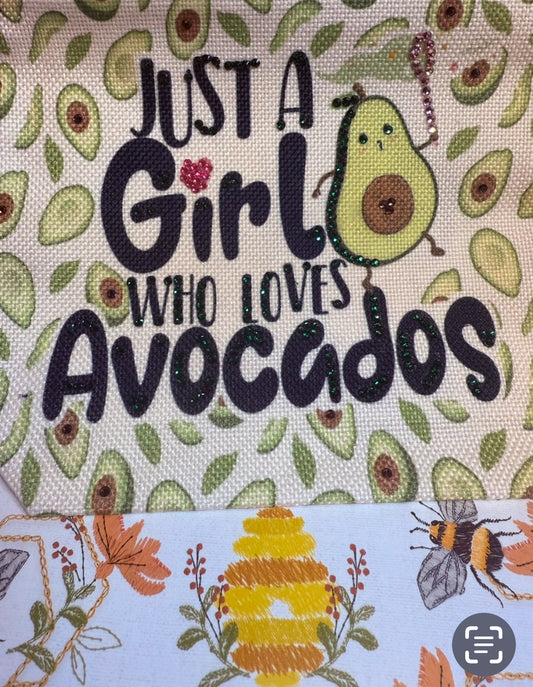 Blinged Pencil Pouch Avocado Lover