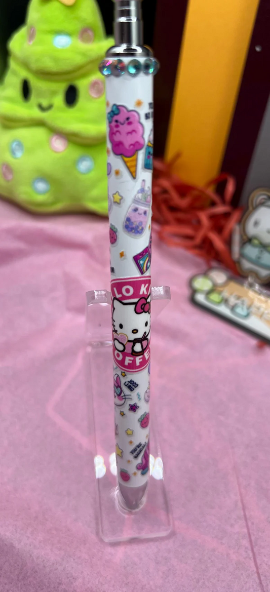 blinged stylist pen with hello kitty with coffee #7
