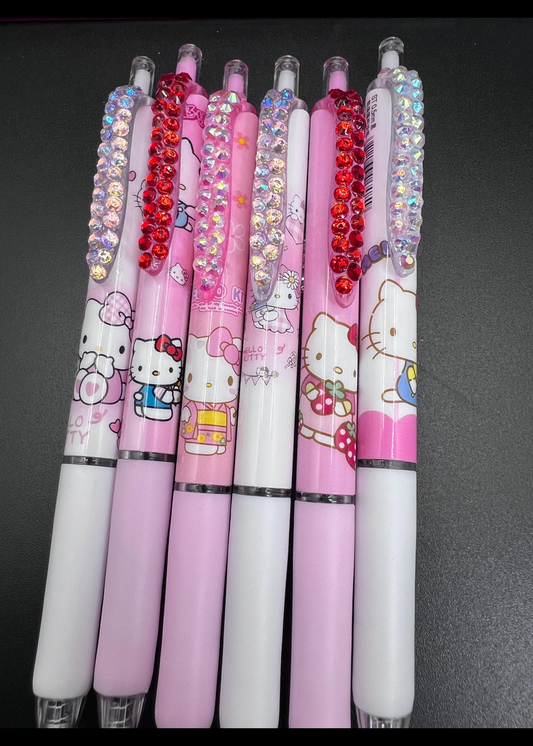 Blinged 6 hello kitty gel pens