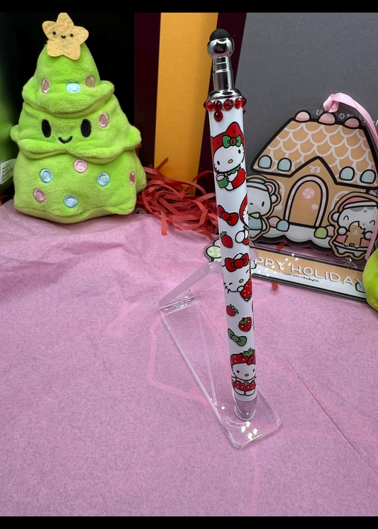 Blinged stylist hello kitty with strawberries and bow #2