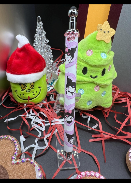 Blinged stylist pen with kuromi with skulls