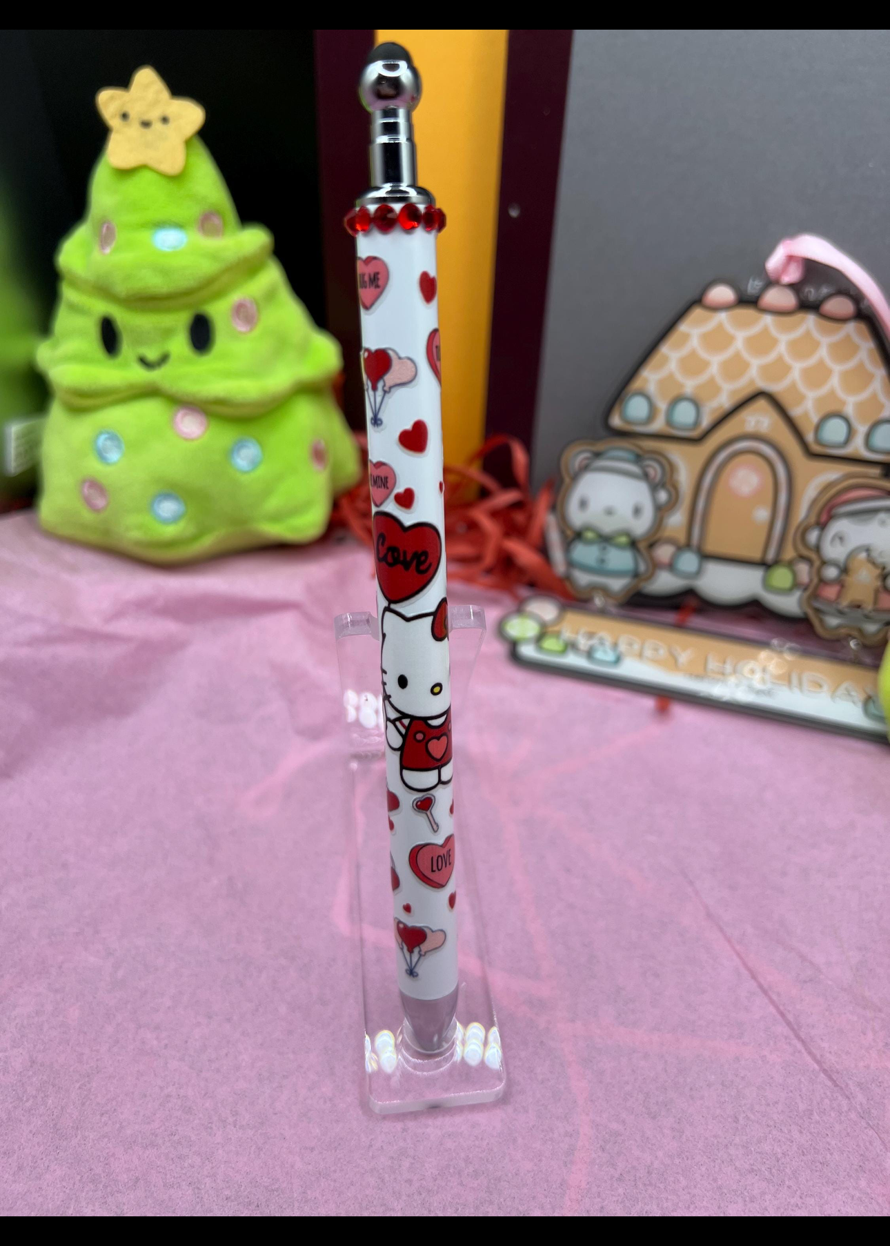 Bling stylist gel pen with hello kitty love hearts #1