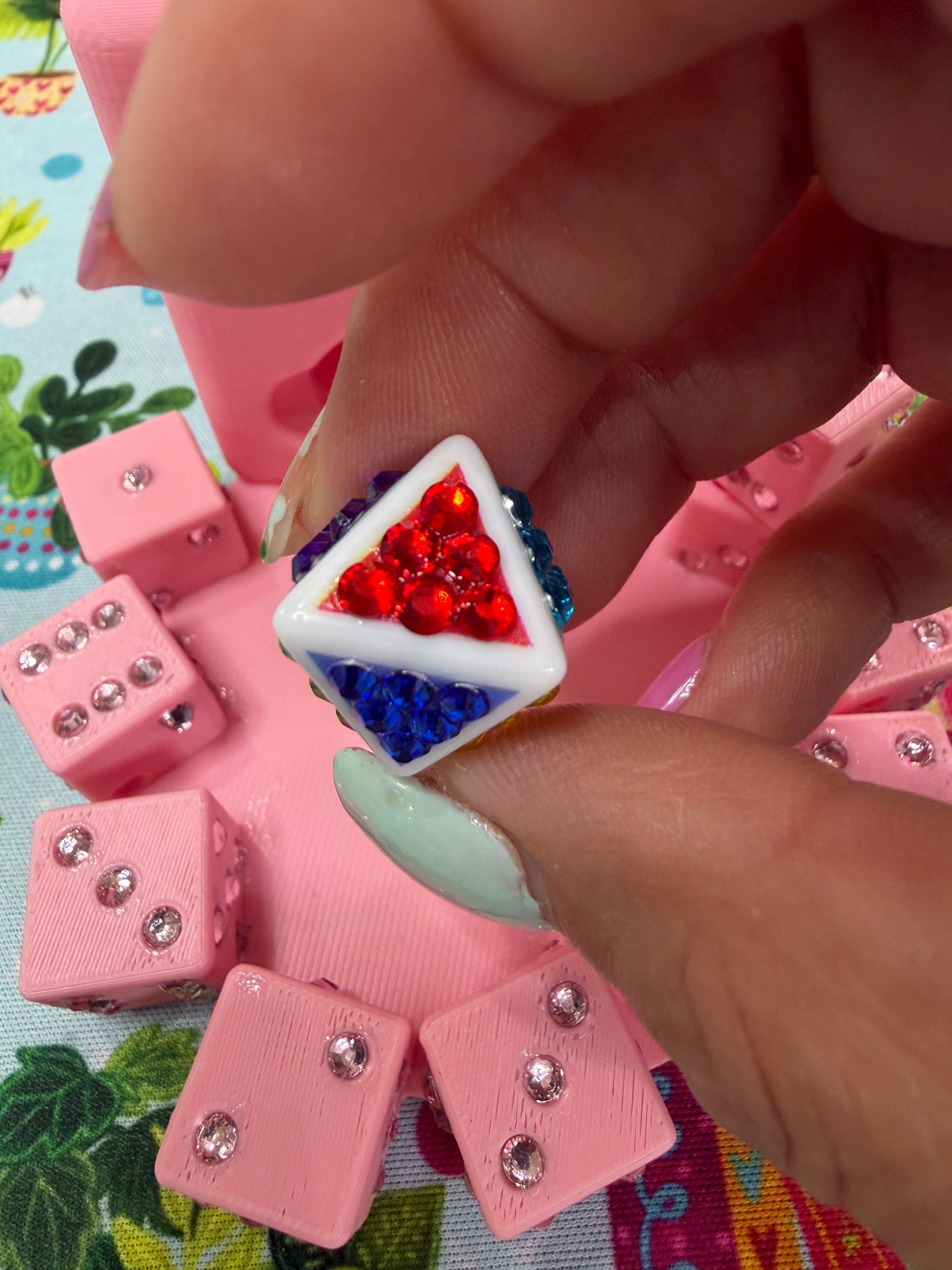 Octahedron Color 8 sided Dice Bling