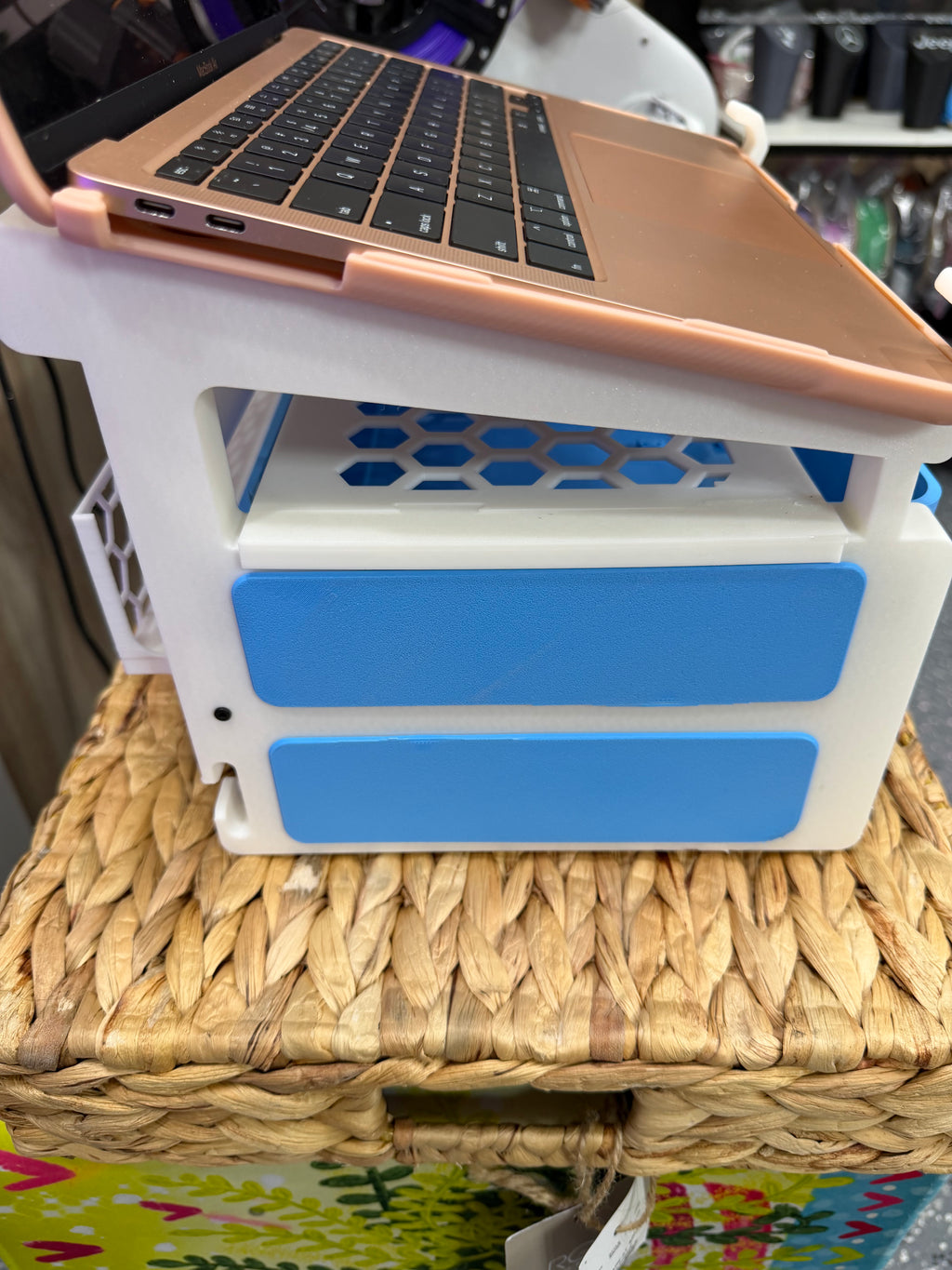Laptop stand with 2 drawers organizer  pick your colors