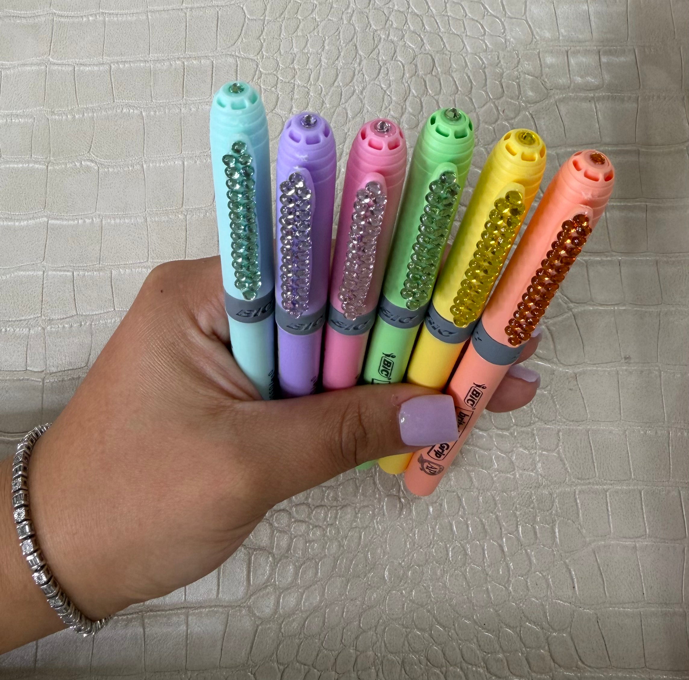 Blinged BIC set of 6 pastel highlighters