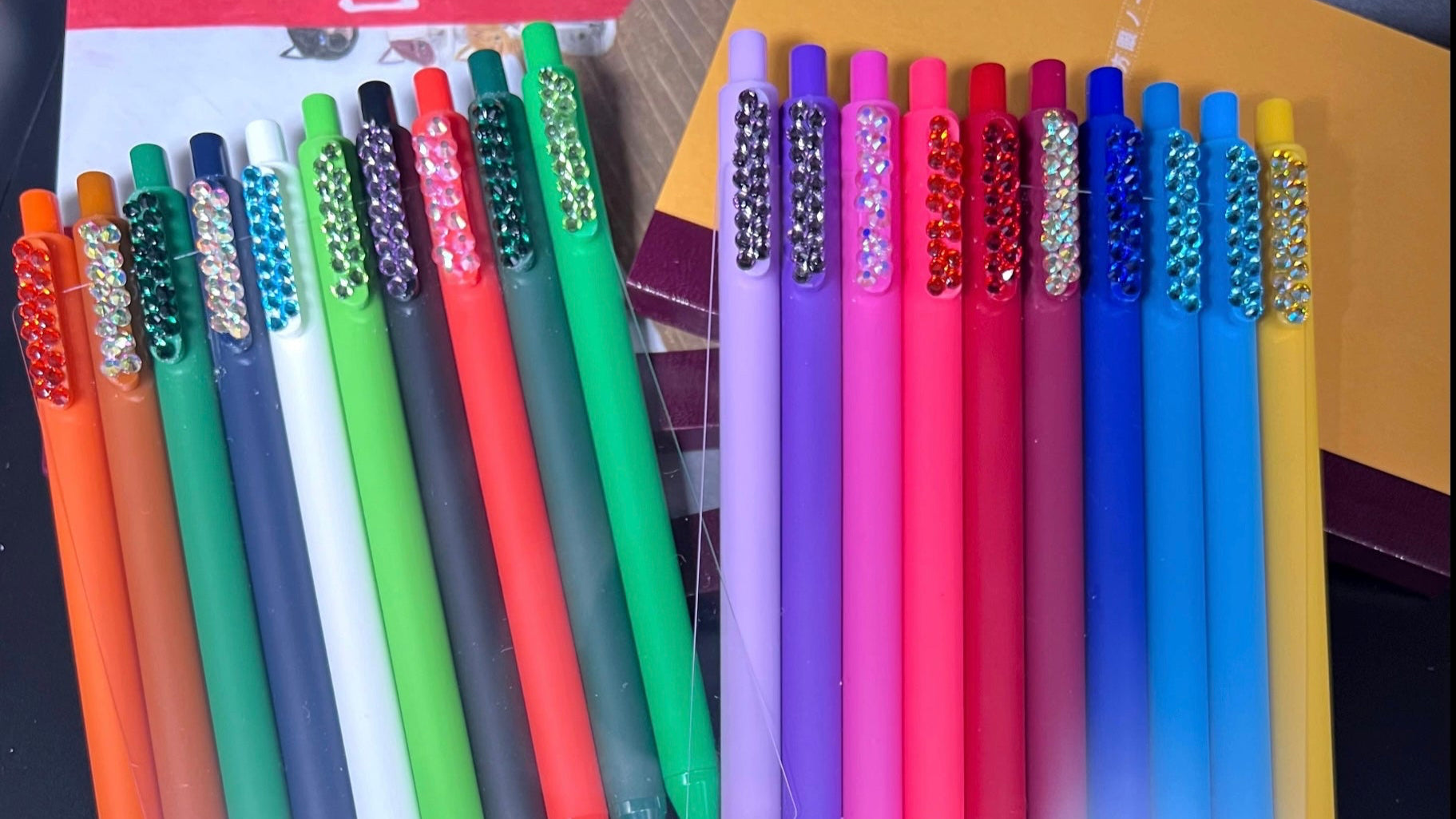 Colored pens with bling