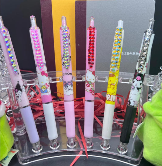 6 Hello kitty gel pens that are blinged
