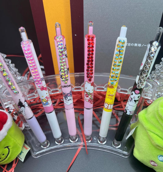 6 Hello kitty gel pens that are blinged