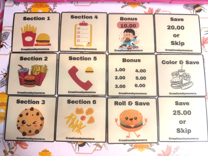 Lunch Box -6 Sections & 14 Cards laminated & envelope