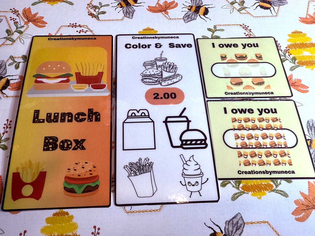 Lunch Box -6 Sections & 14 Cards laminated & envelope
