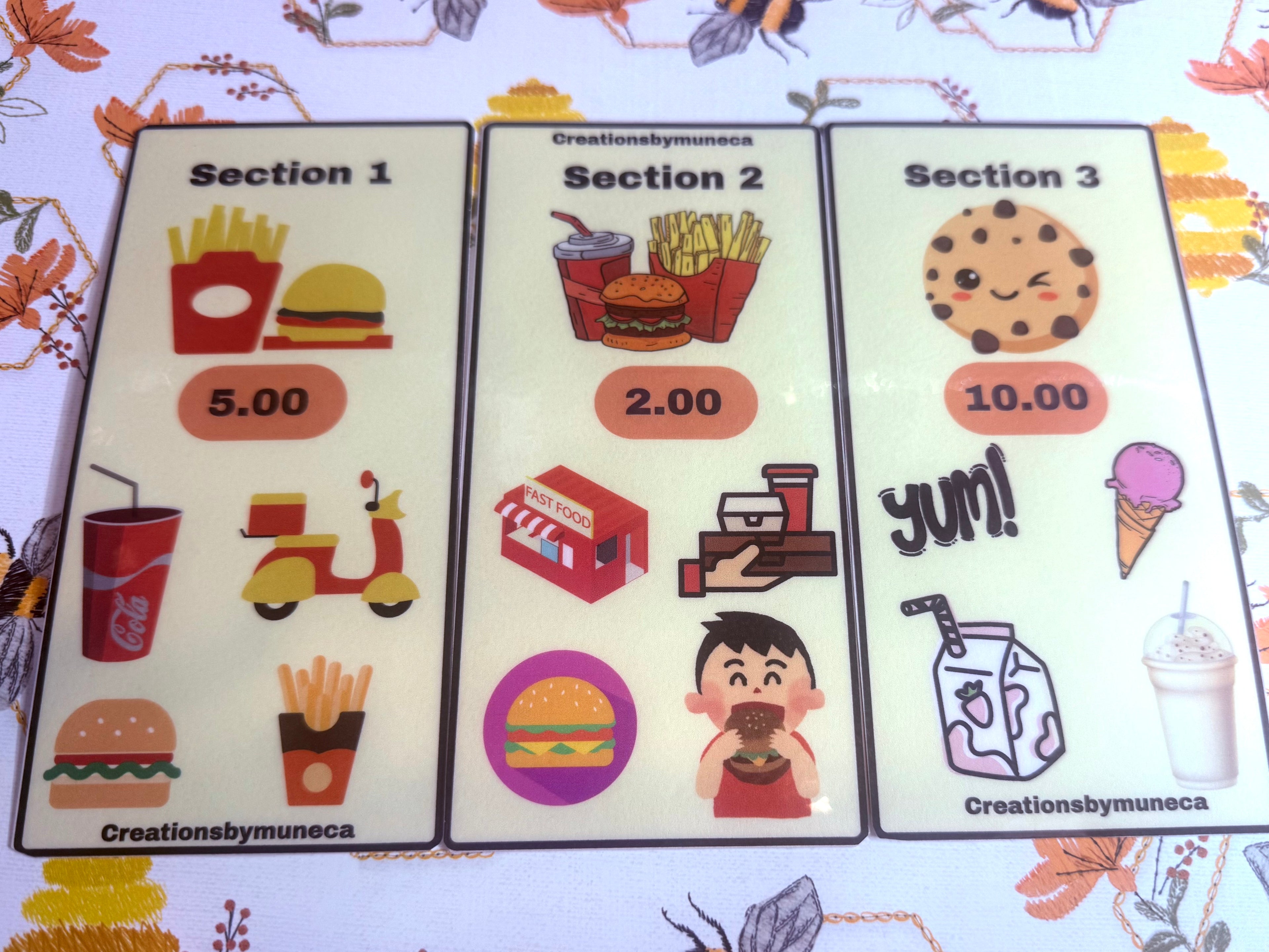 Lunch Box -6 Sections & 14 Cards laminated & envelope