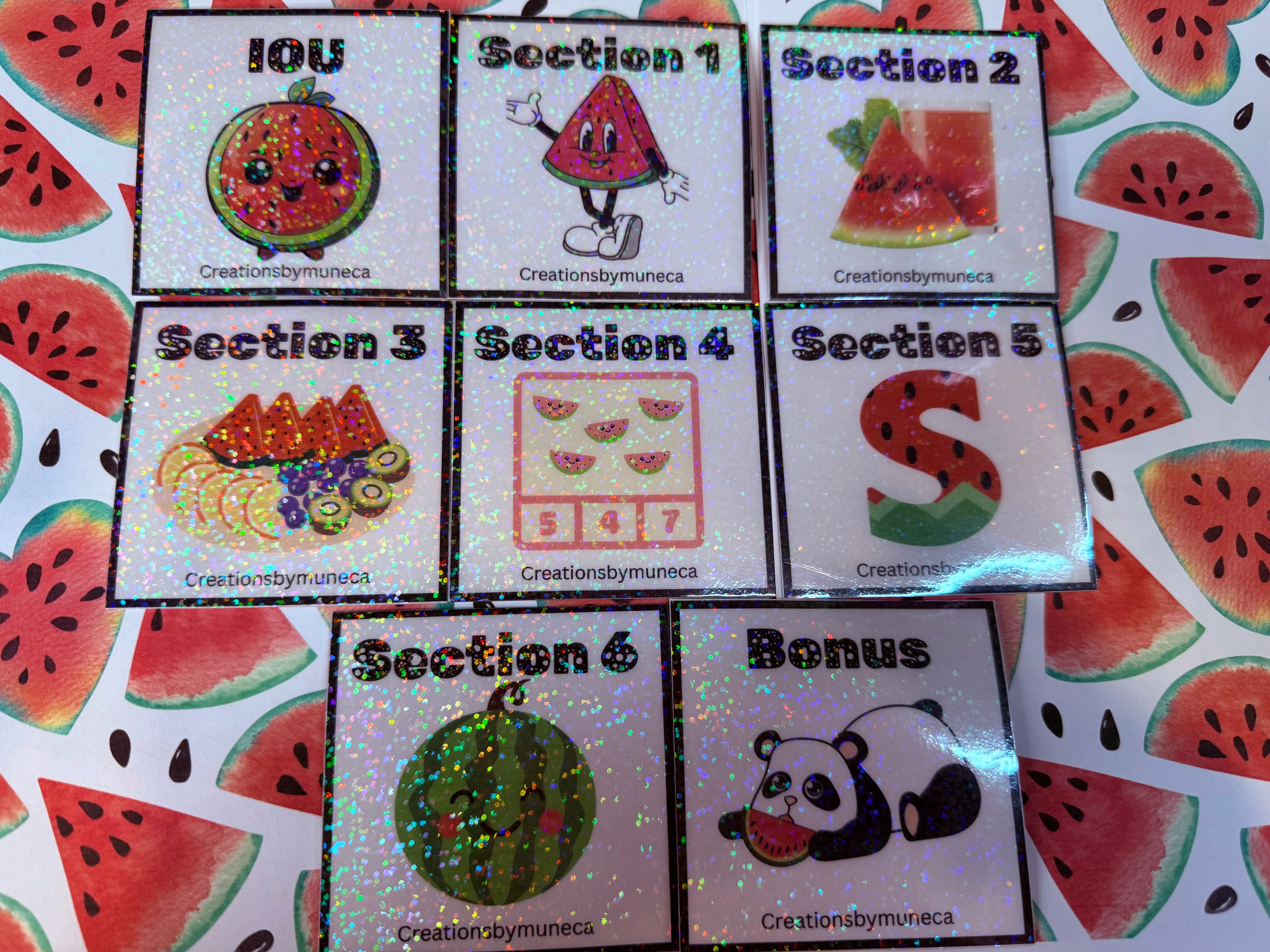 Watermelon Box 7 challenge with 8 cards -physical & laminated