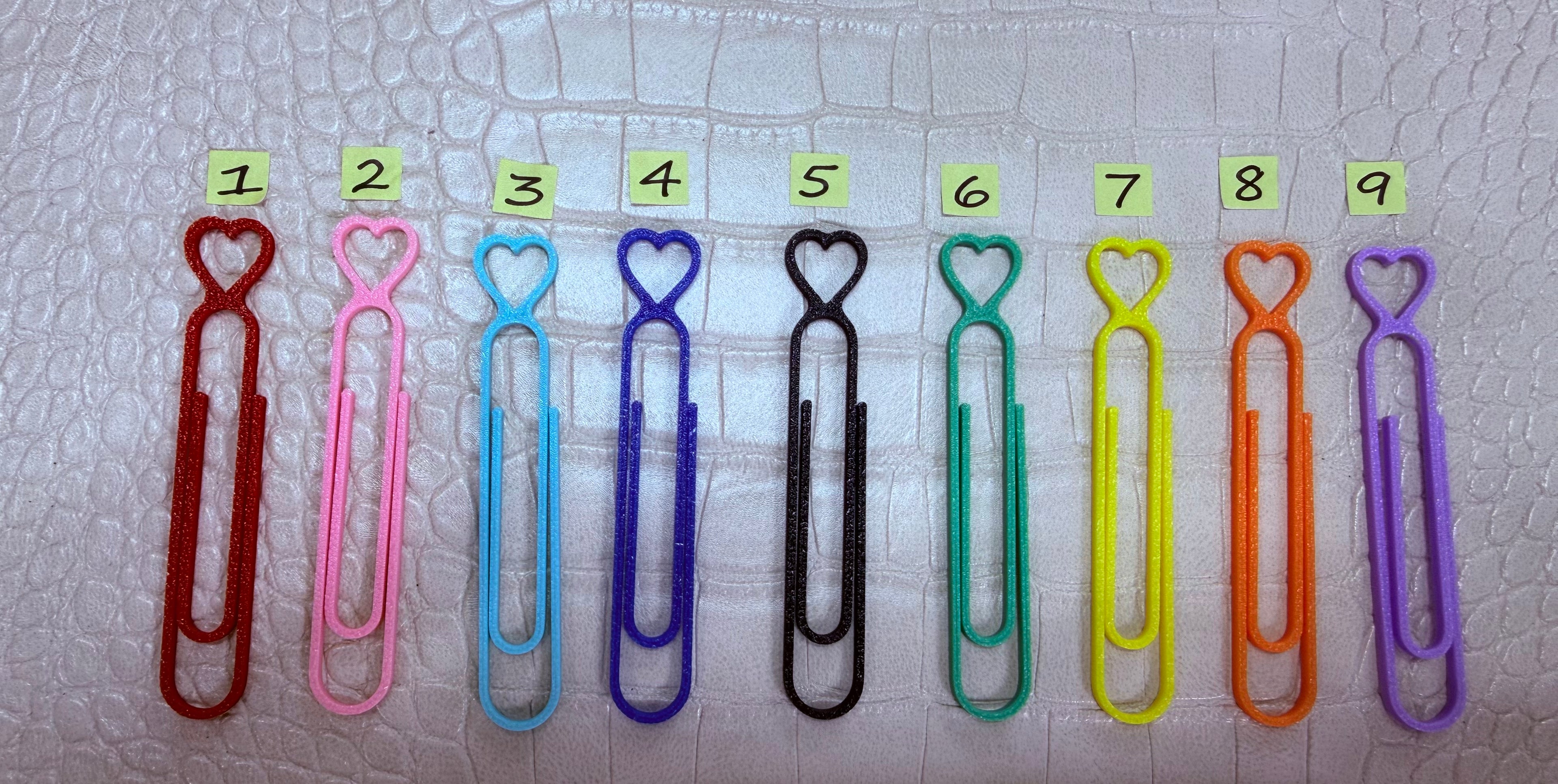 Colorful Heart Paperclips (SET OF 9)