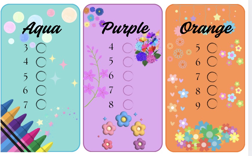 Color Savings Challenge 12 colors savings with 12 sided Dice and clear Binder