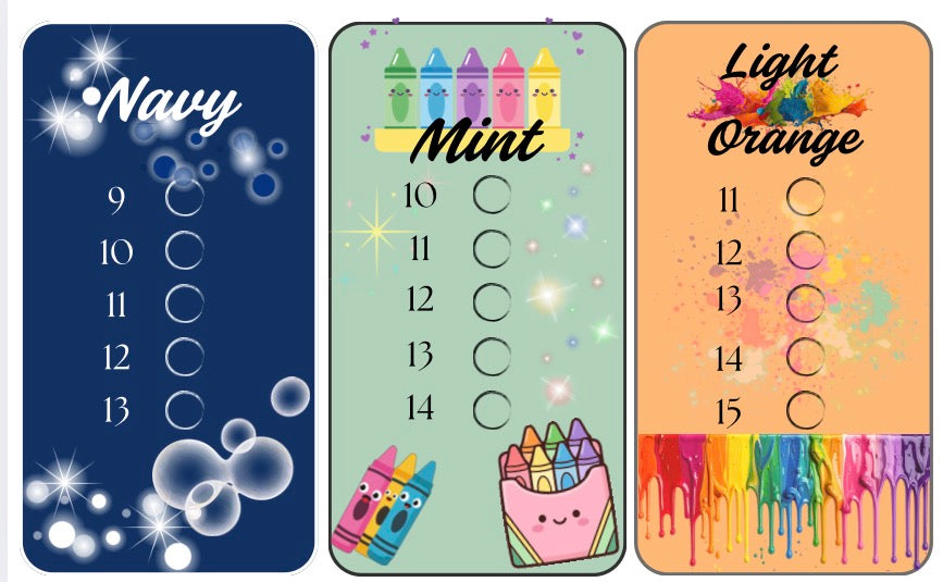 Color Savings Challenge 12 colors savings with 12 sided Dice and clear Binder