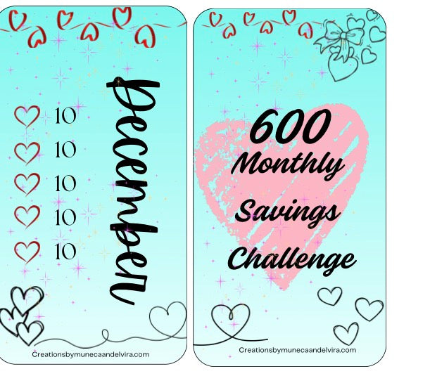 600 monthly savings challenge 12 months laminated