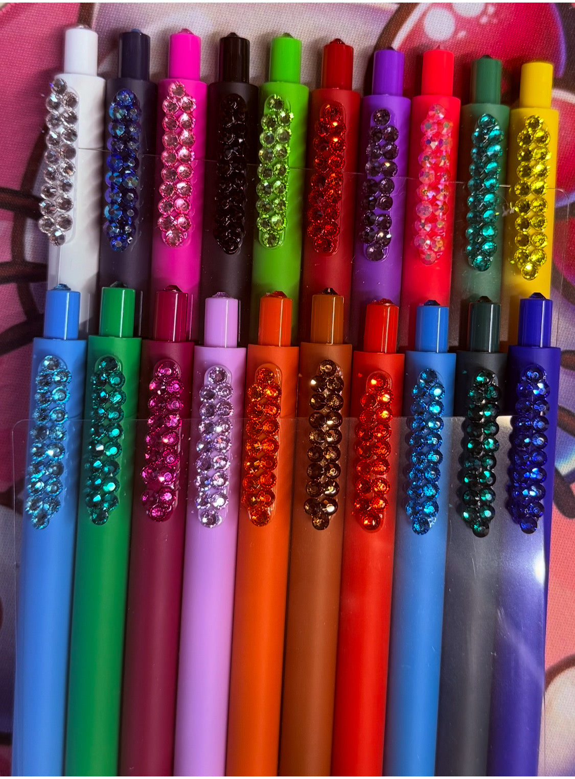 Colored pens with bling