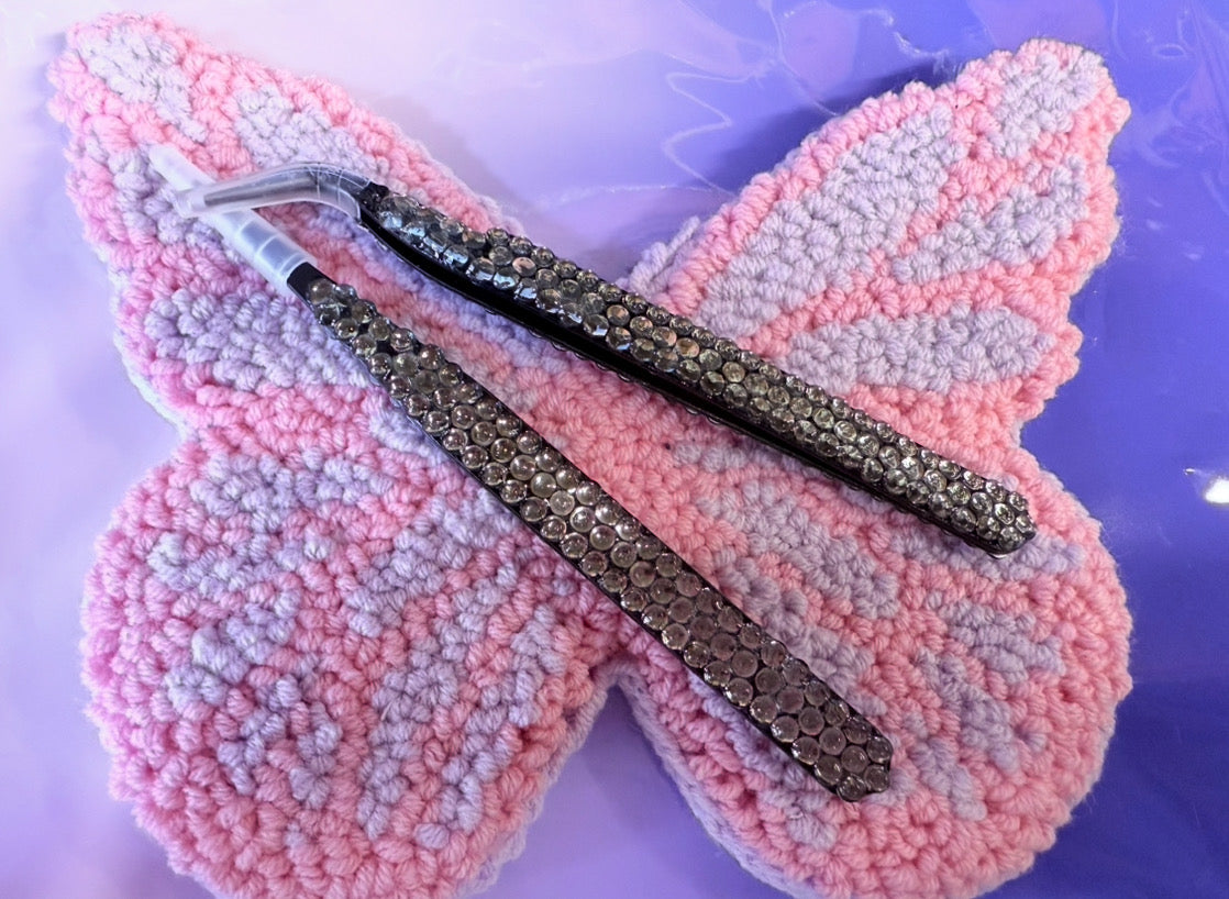 Bling Stainless Tweezers Set with Rhinestones & Resin