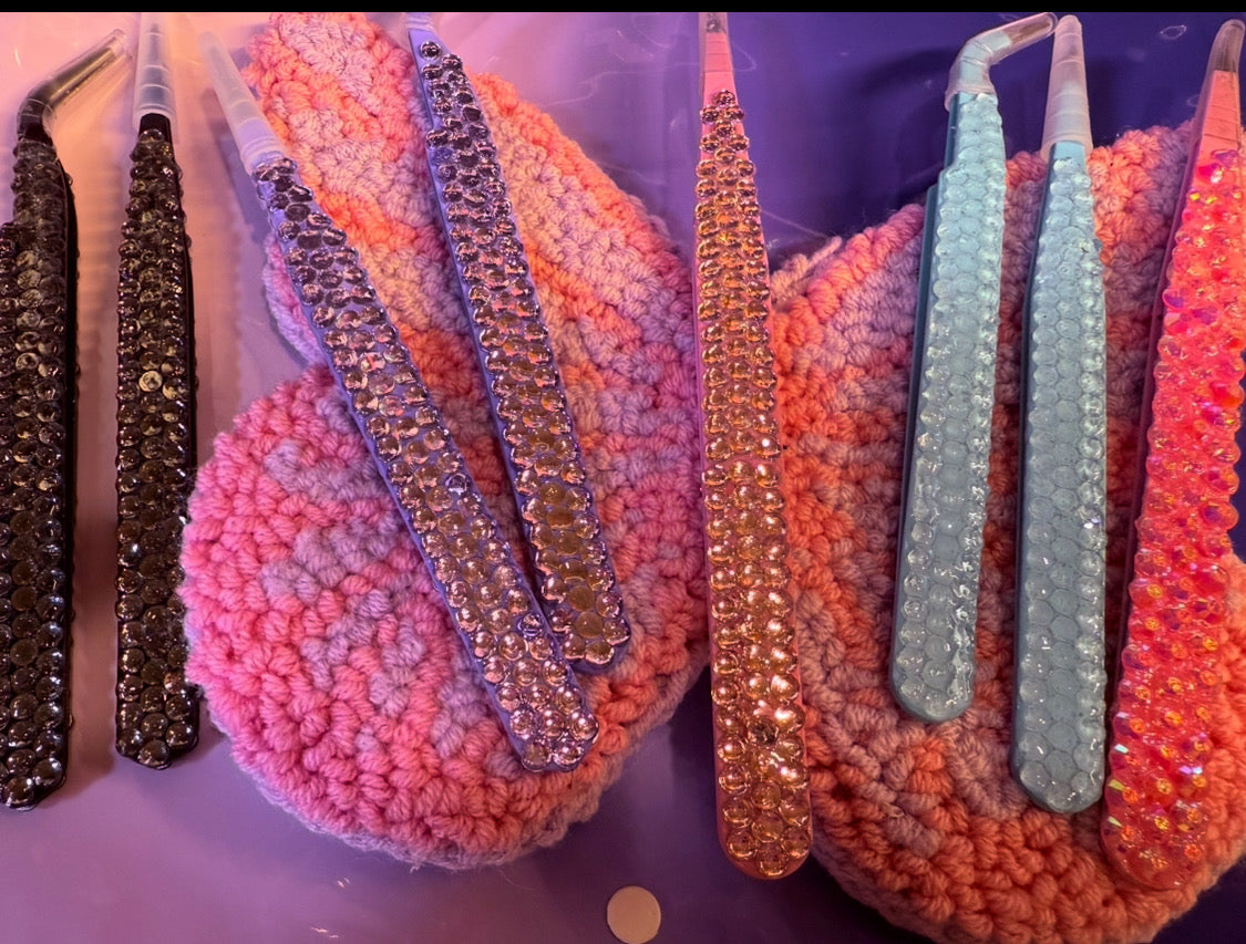 Bling Stainless Tweezers Set with Rhinestones & Resin