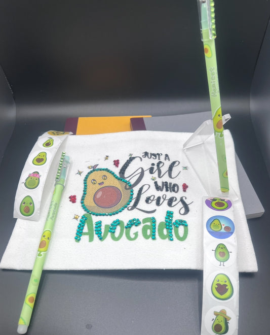 Avocado Lover pencil bag with 2 pens
