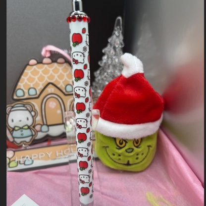 Blinged stylist gel pen with hello kitty with apples
