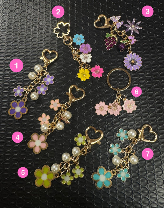 Floral Charms Keychains 6 items