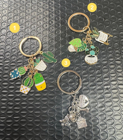 Flowers and Bee and Lemons & plants charm keychains 9 items