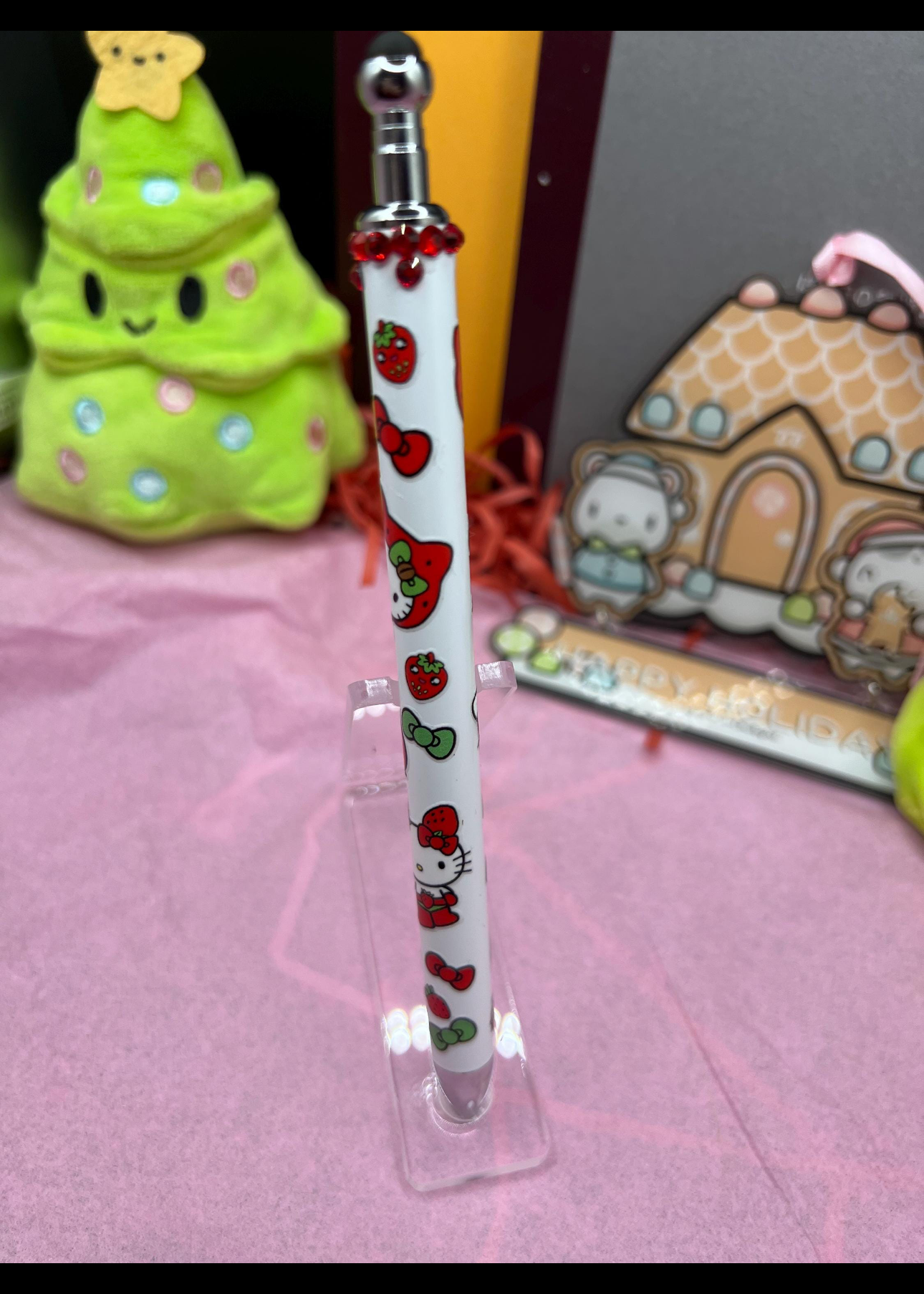 Blinged stylist hello kitty with strawberries and bow #2