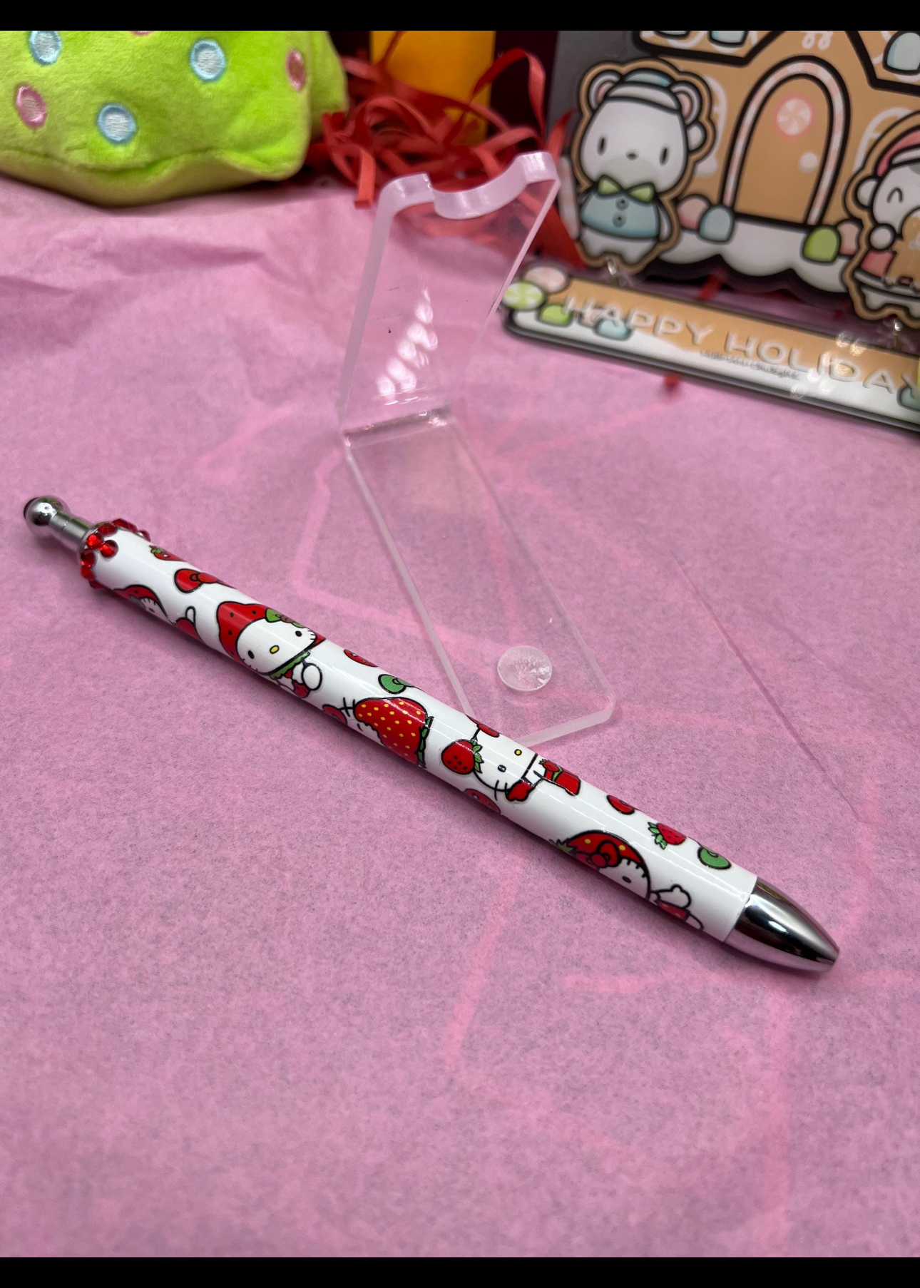 Blinged stylist hello kitty with strawberries and bow #2