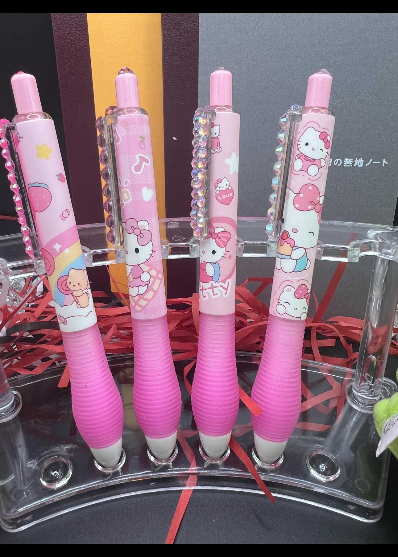 Blinged hello kitty mini pen set of 4
