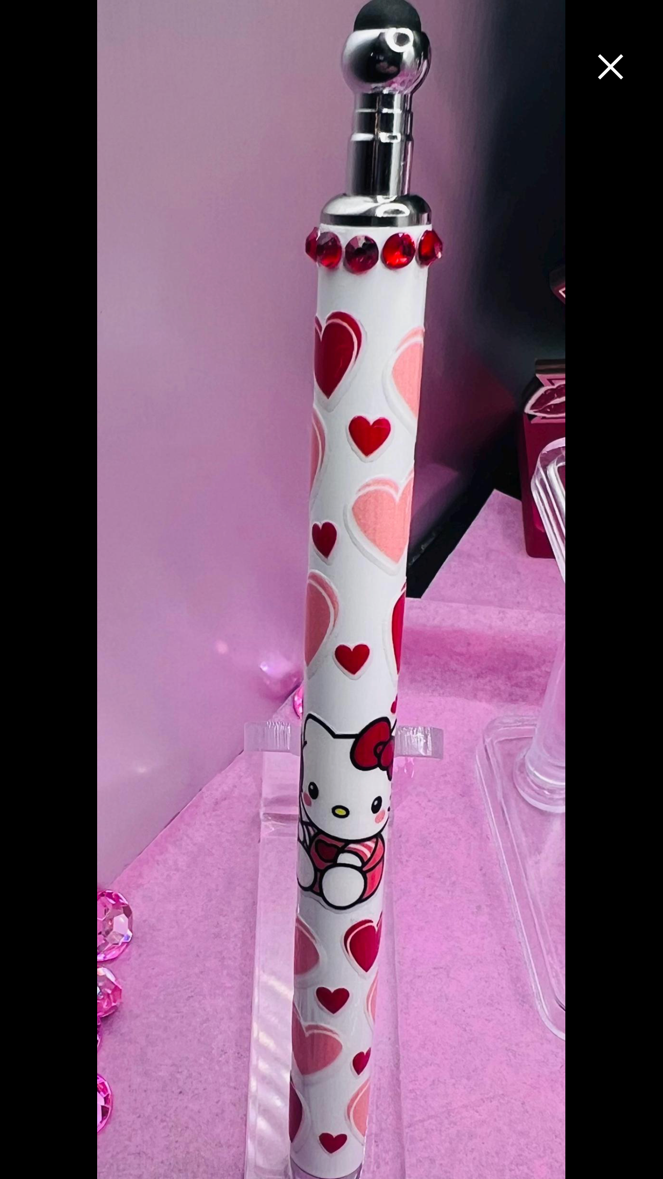 Blinged stylist pen with hello kitty and hearts 2a
