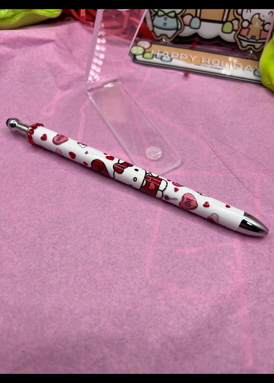 Bling stylist gel pen with hello kitty love hearts #1