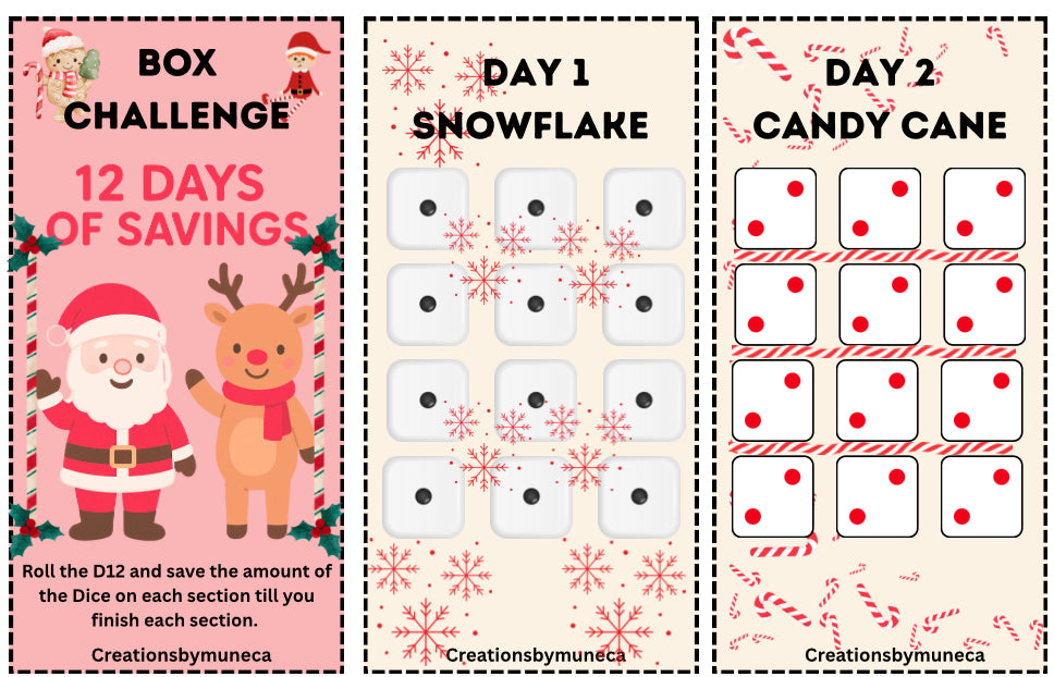 12 Day of Christmas savings Box -Physical and laminated