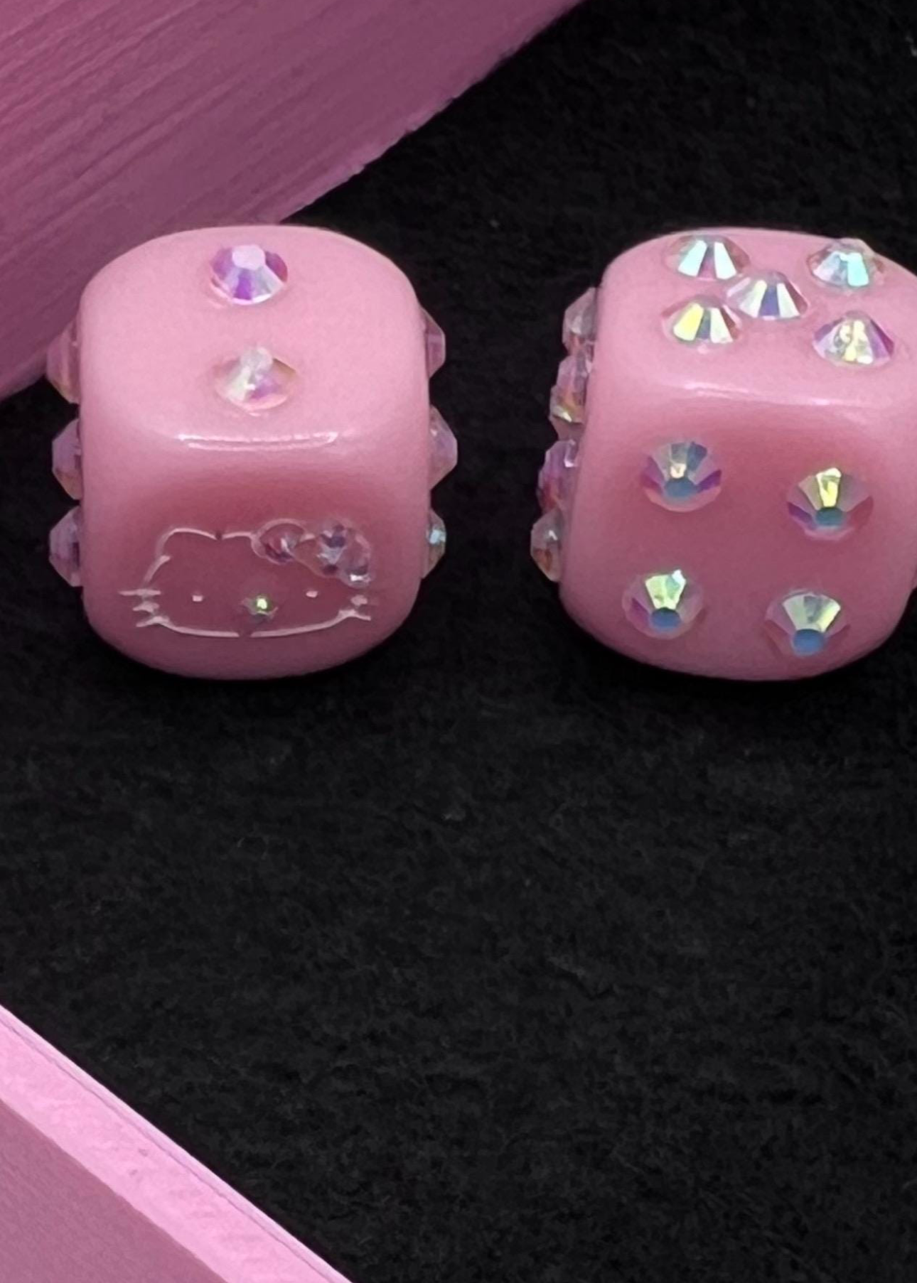Small blinged pink hello kitty set of 2