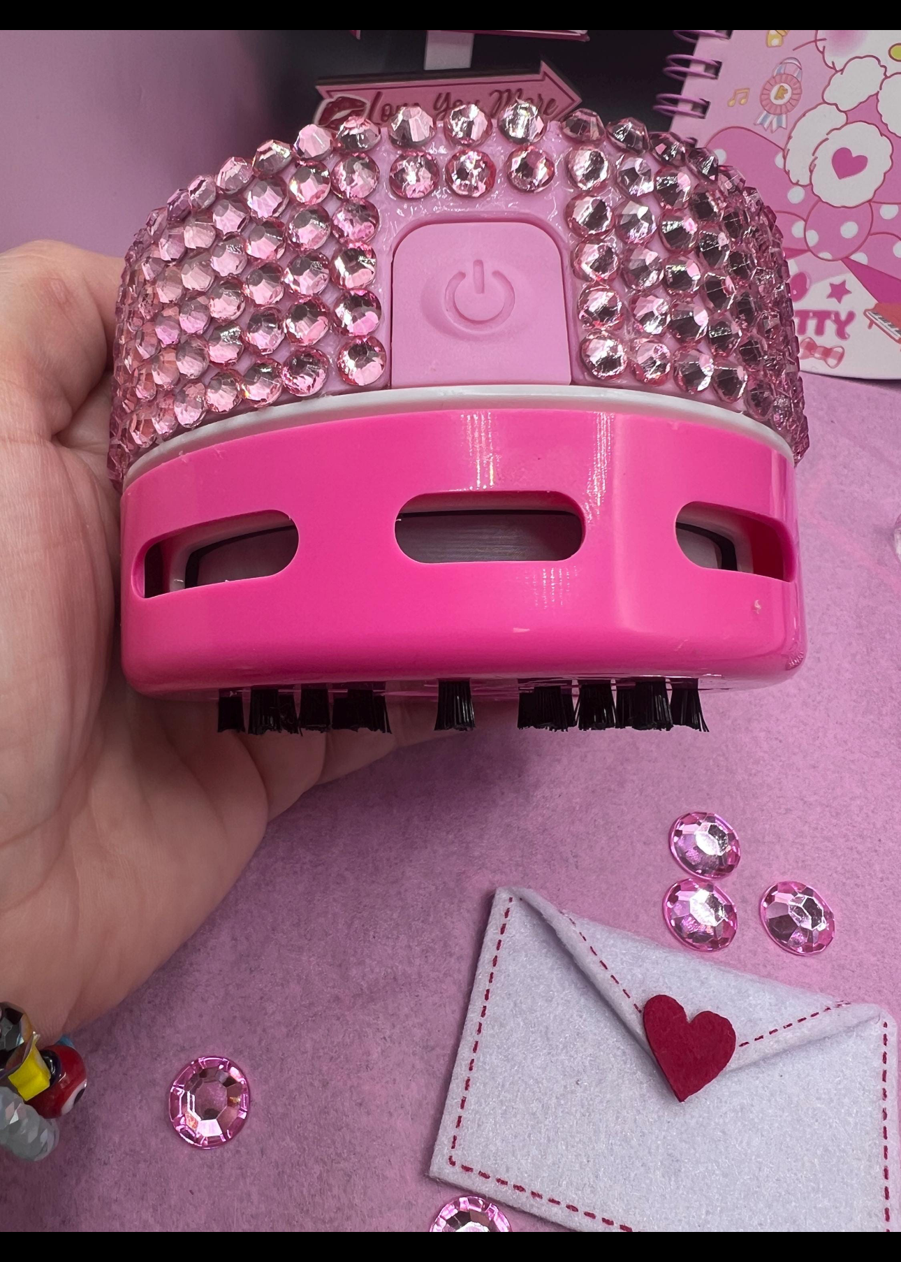 Pink blinged hello kitty desk vacuum