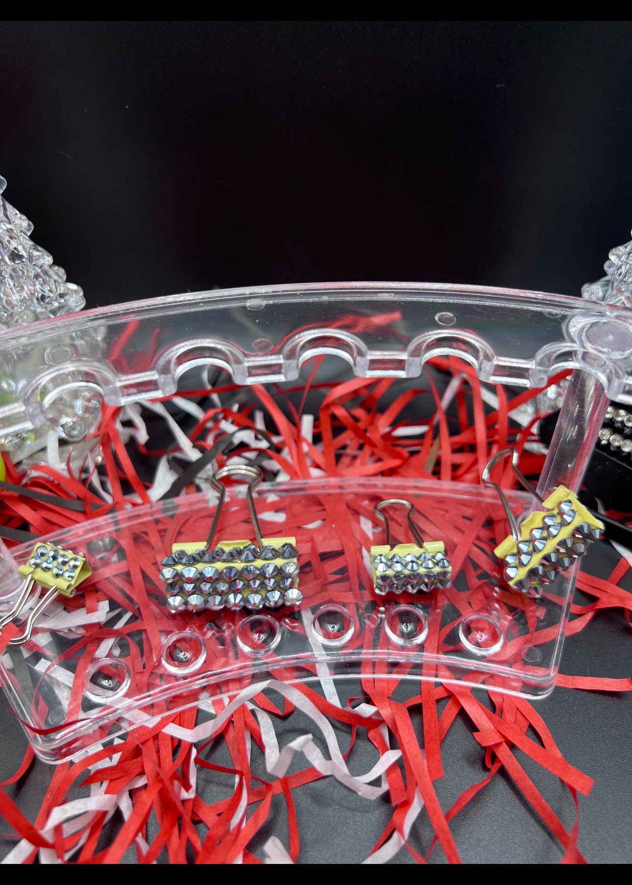 Yellow blinged binder clips set of 5