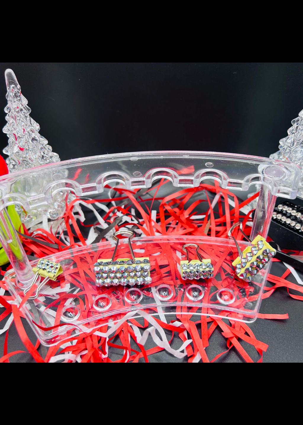 Yellow blinged binder clips set of 5