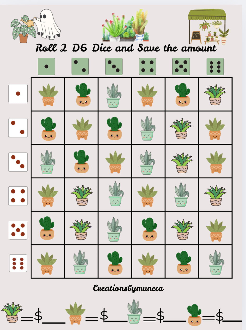 Letter Size Double Sided Roll 2 Dices Challenges (multiple Challenges)