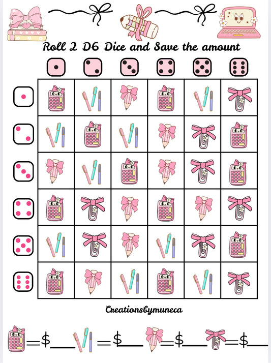 Letter Size Double Sided Roll 2 Dices Challenges (multiple Challenges)