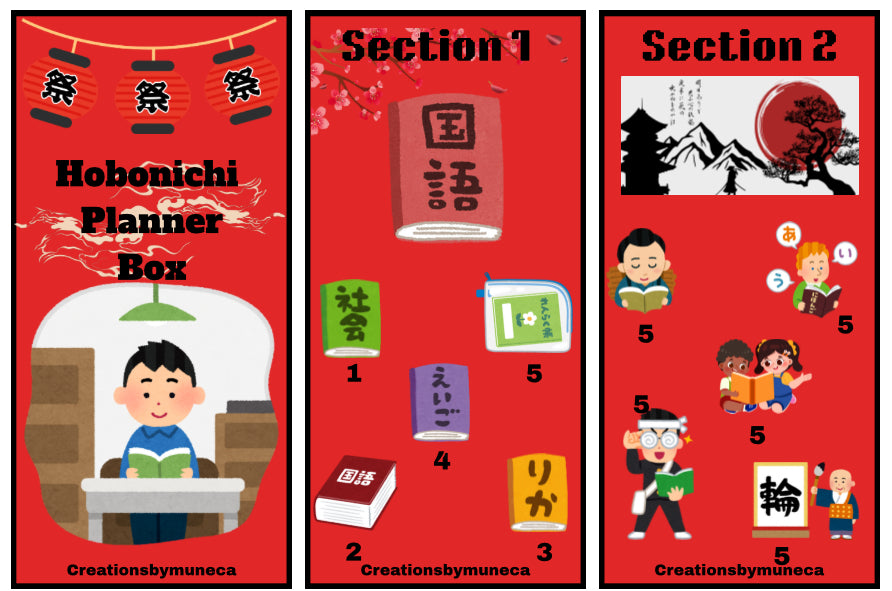 A6 Hobonichi Planner Box 8 challenge with holographic and laminated with 18 cards -Physical