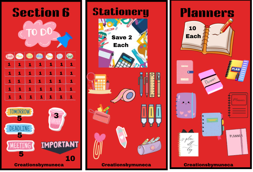 A6 Hobonichi Planner Box 8 challenge with holographic and laminated with 18 cards -Physical