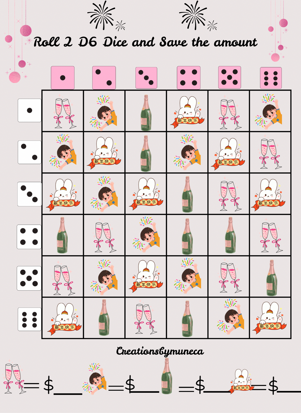 Letter Size Double Sided Roll 2 Dices Challenges (multiple Challenges)