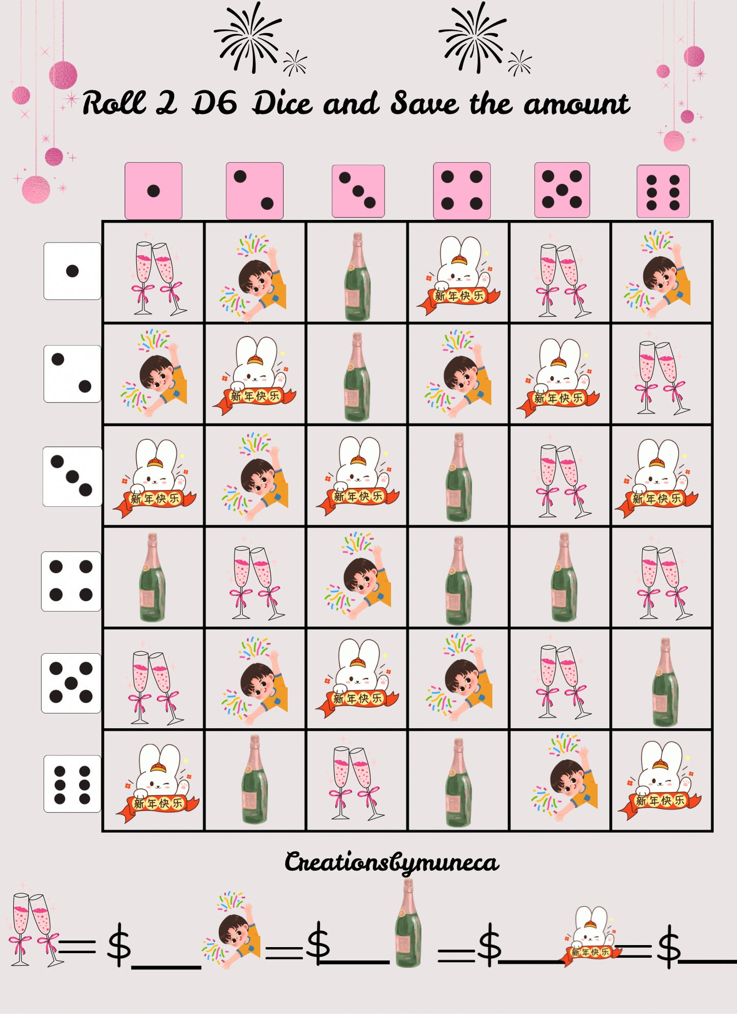 Letter Size Double Sided Roll 2 Dices Challenges (multiple Challenges)