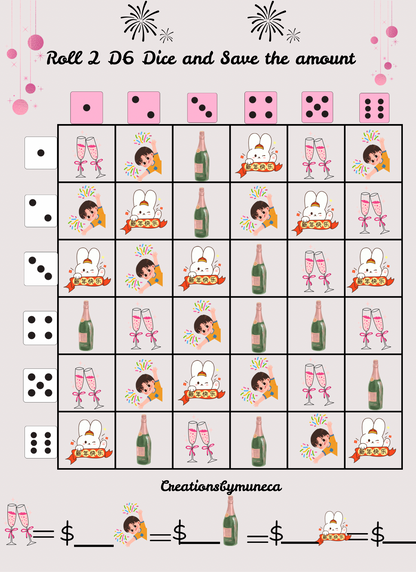 Letter Size Double Sided Roll 2 Dices Challenges (multiple Challenges)