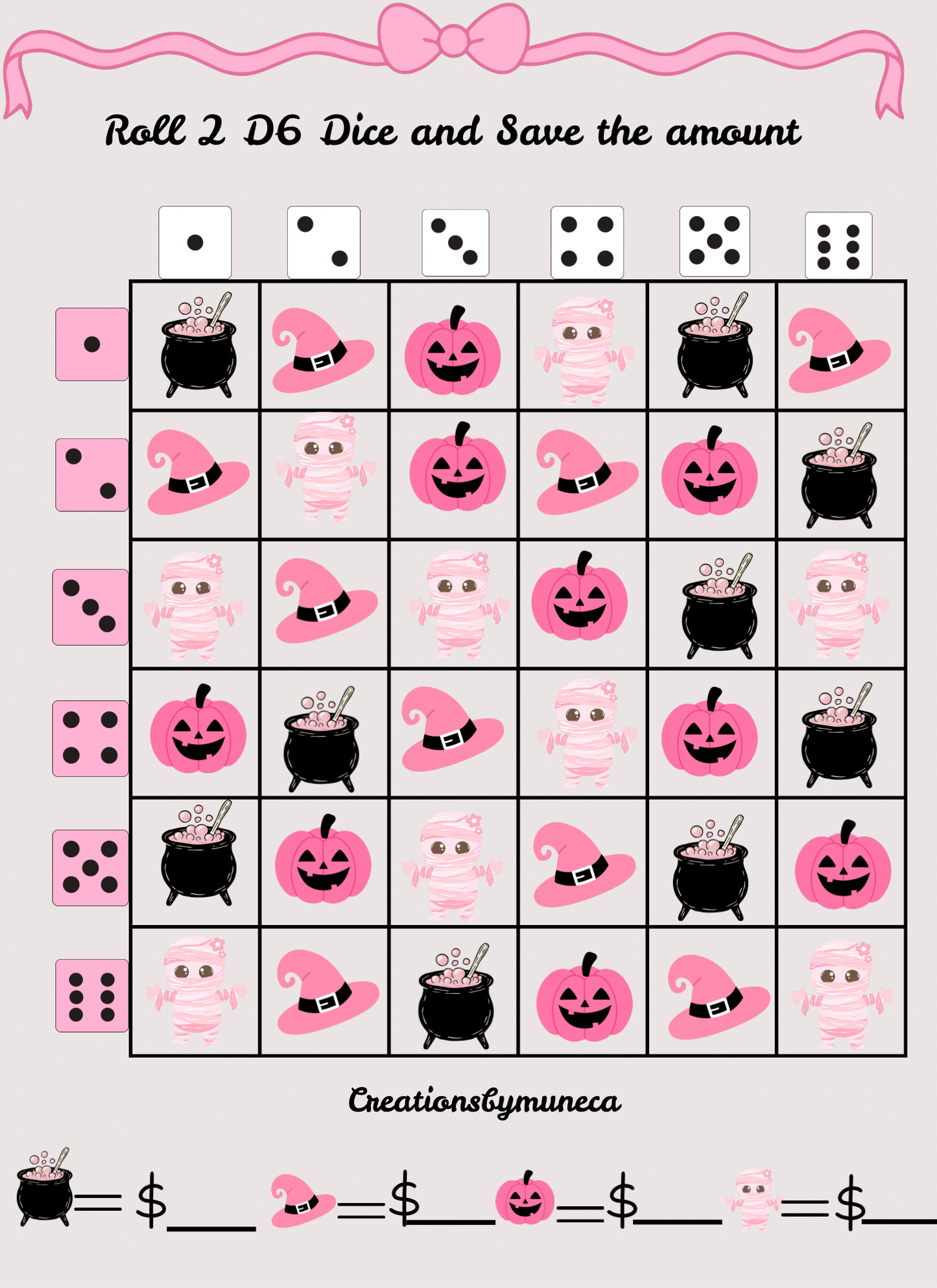 Letter Size Double Sided Roll 2 Dices Challenges (multiple Challenges)