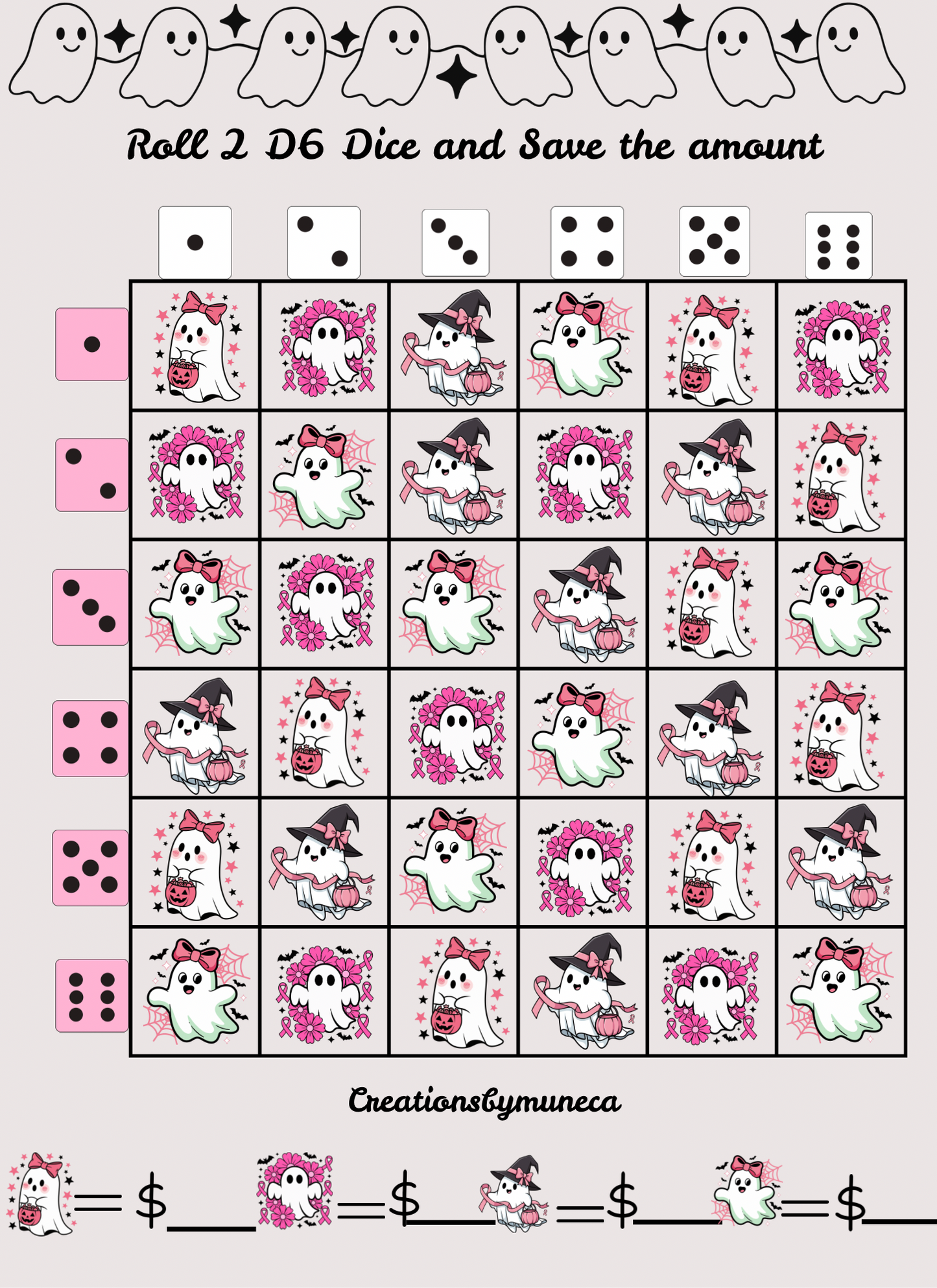 Letter Size Double Sided Roll 2 Dices Challenges (multiple Challenges)