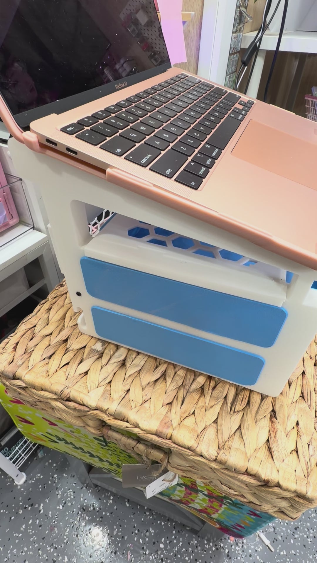 Laptop stand with 2 drawers organizer  pick your colors